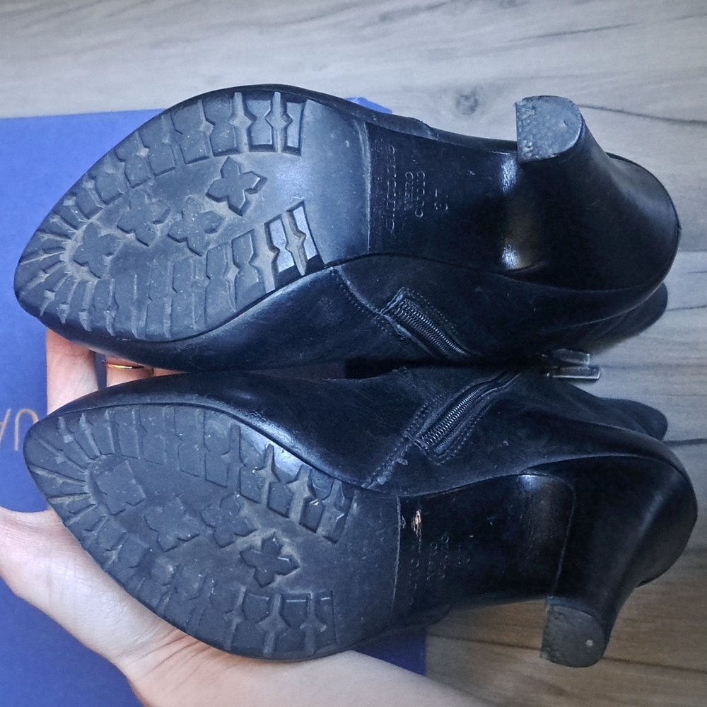 Winter heeled ankle boots, black leather, sz37 - Picture 5 of 6